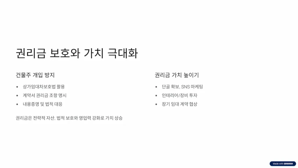 권리금 보호와 가치 극대화