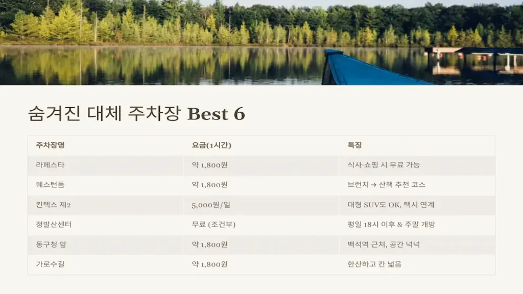 숨겨진 대체 주차장 best 6