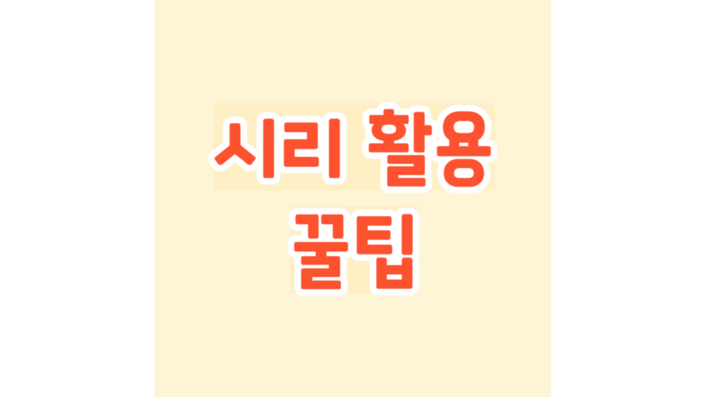 시리 활용 꿀팁