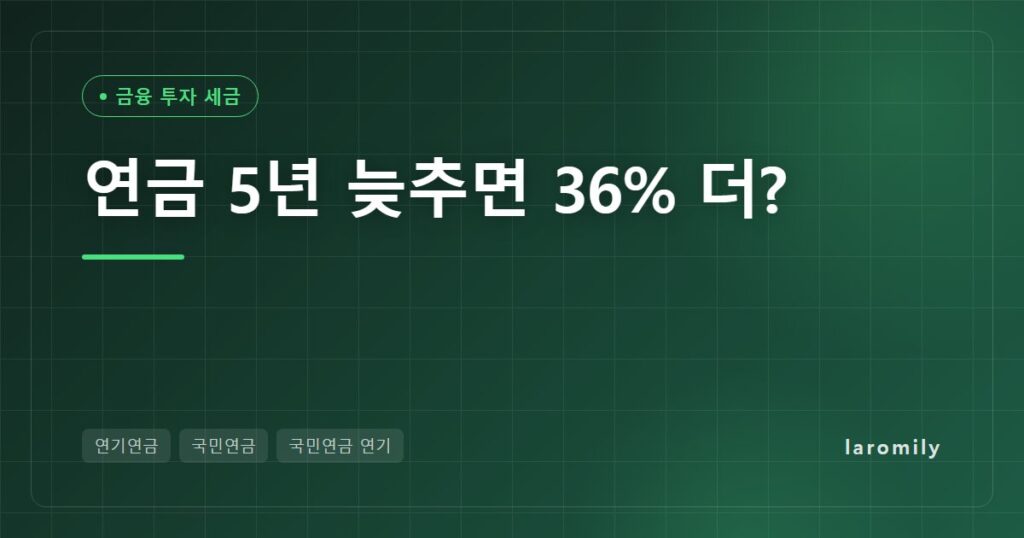 국민연금 5년 늦추면 36% 더? 연기연금 손익분기 나이와 유리한 사람 총정리
