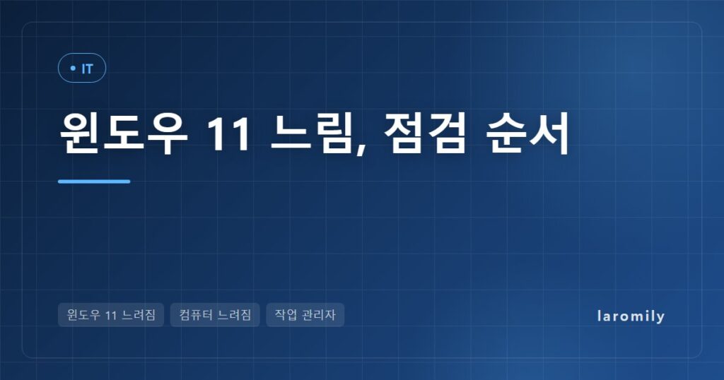 윈도우 11 느려짐 해결 순서, 작업 관리자로 원인 찾고 시작 프로그램·저장공간·드라이버까지 점검하는 법