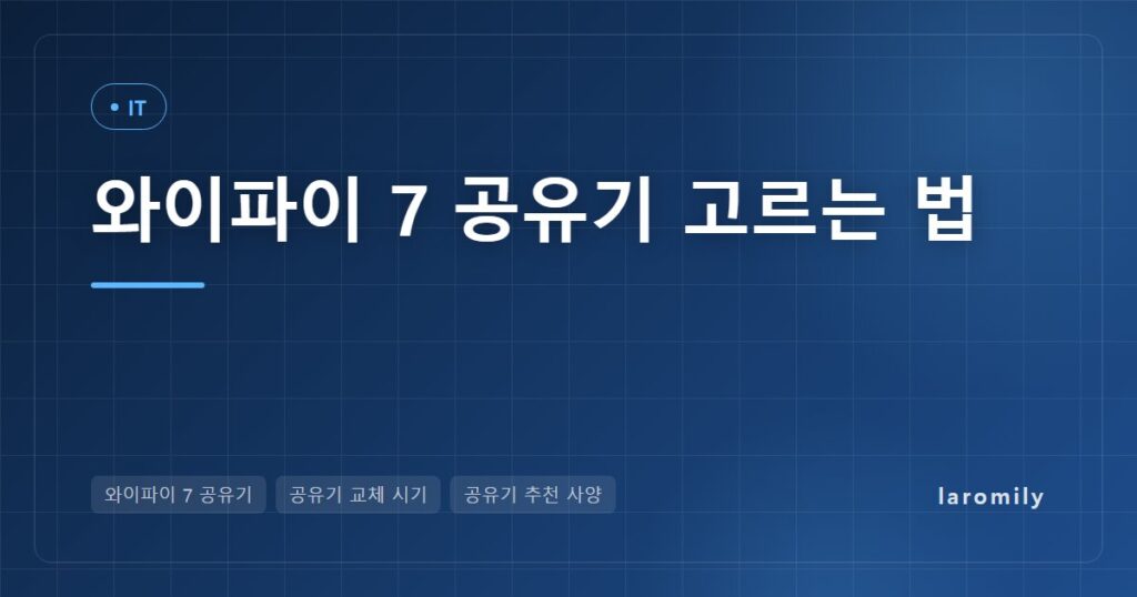 공유기 교체 시기 신호와 와이파이 7 공유기 고르는 법, 6·6E·7 차이부터 2.5GbE 포트·회선 속도별 추천 사양까지